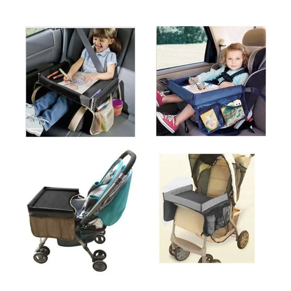 Table Waterproof Desk Drawing Board Storage Baby Car Seat Tray Stroller Kids Toy Food Holder Car Child Table Storage Snack Tray