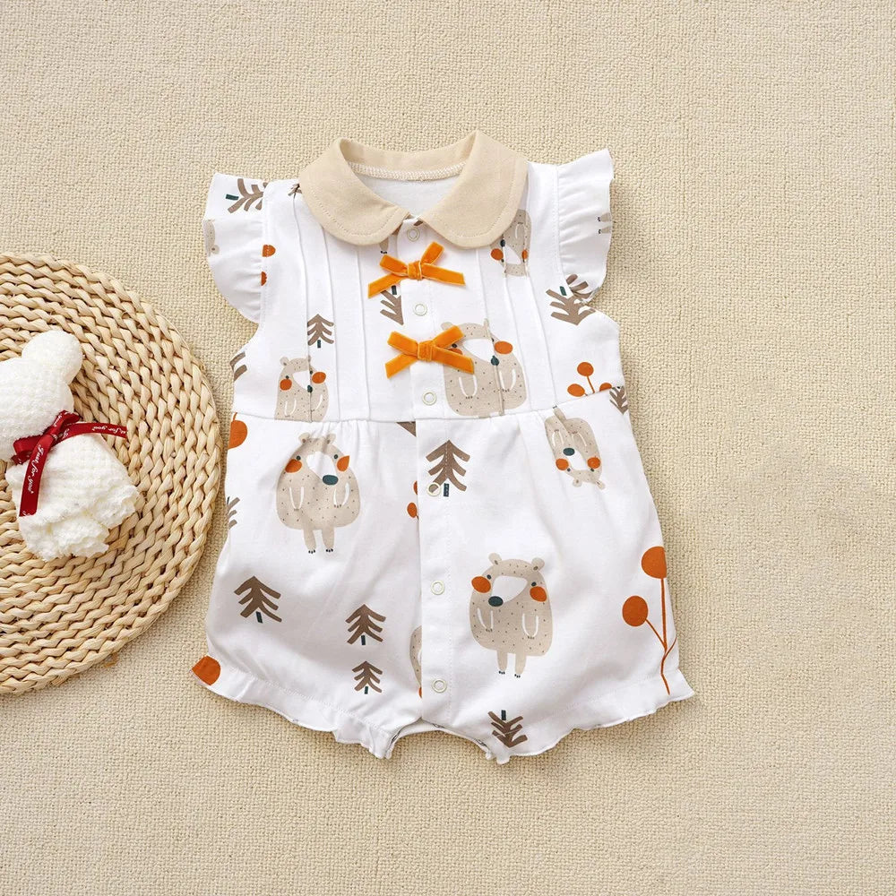 3-18M Sommerkleidung für Baby Mädchen Kurzarm Kleinkinder süße Baumwollspielanzug Baby Jungen Kleidung Druck Boutique Kleidung Onesie