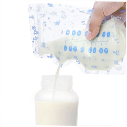 100 Pcs BPA-Free Breast Milk Storage Bags - 240ML Safe Freezing Container