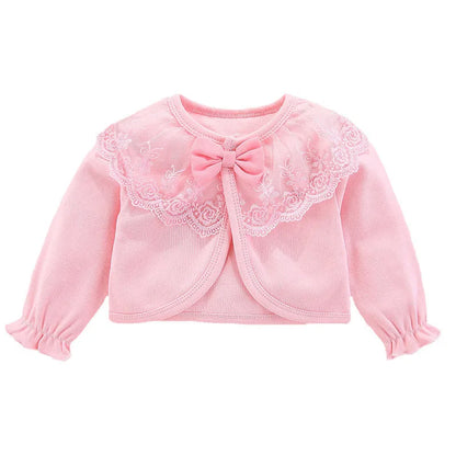 Cotton Newborn Baby Coat For Girls Bow Lace Princess Infant Coat  Wedding Birthday Party Toddler Baby Girls Outerwear Clothes