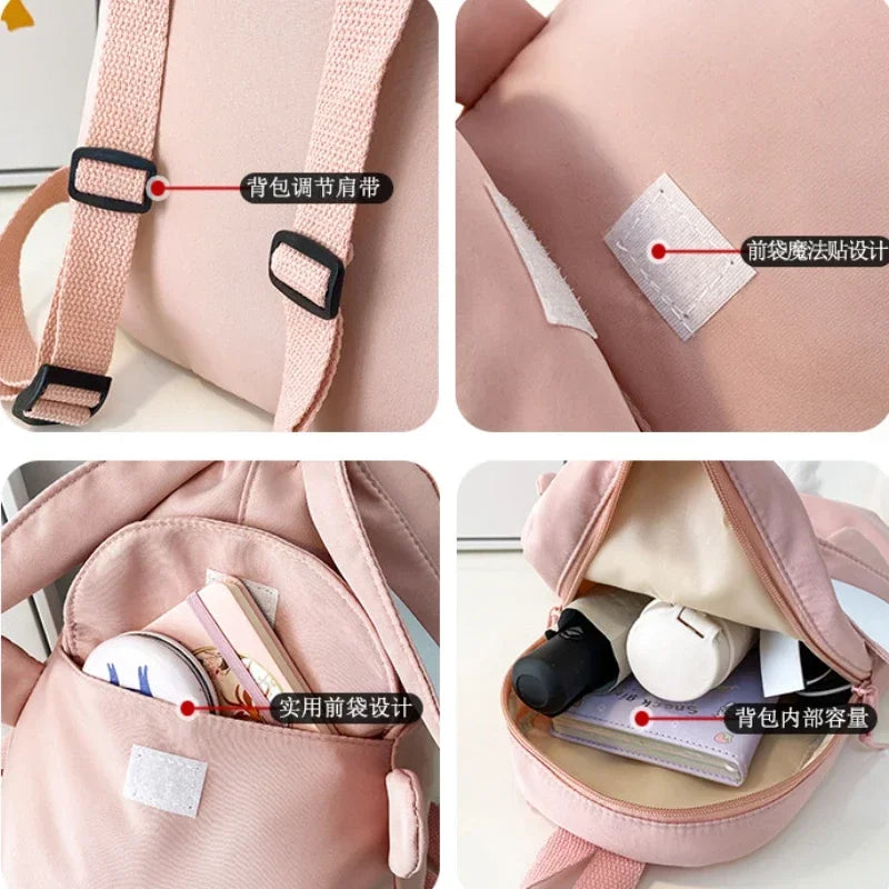 New Fashion Children School Bags Bunny Portable Backpacks Kids Travel Rucksacks Cute Boys and Girls School Book Backpack 20L