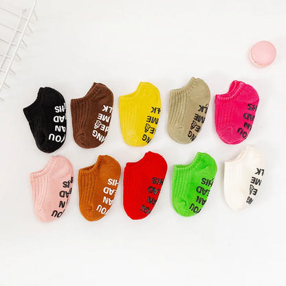 Summer Spring Thin Cotton Rubber Anti-slip Short Ankle Stockings Cute Candy Color Stripe White Baby Floor Socks for Boys Girls