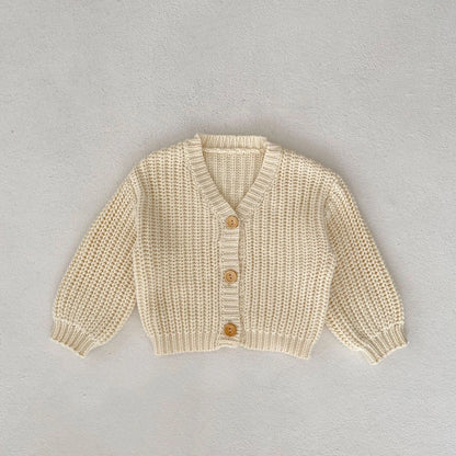 Herbst Neue Internet Celebrity Mode Mädchen Baby Kleidung Perle Boden Dicke Nadel V-ausschnitt Mantel Neugeborenen Lange ärmeln Strickjacke