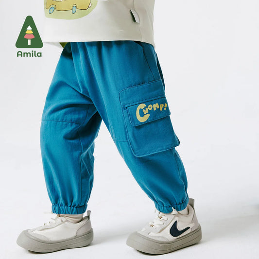 Amila Baby Pant  2024 Spring New Boys Children's Fashionable Casual Solid Color Versatile Cargo Pants