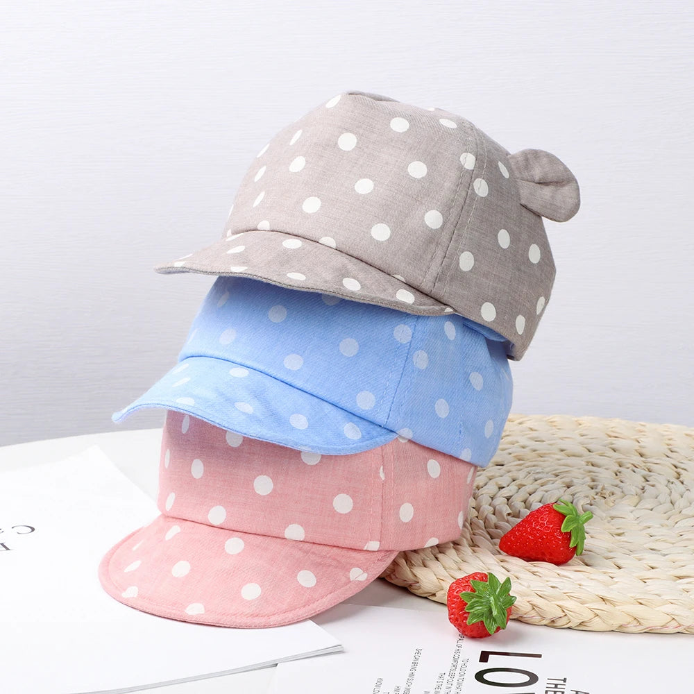 Baby's Casual Baseball Hat For 6-24Months Spring Summer Autumn Rabbit Ear Cap Dot Beach Caps Panama Cap Outdoor Children Sun Hat