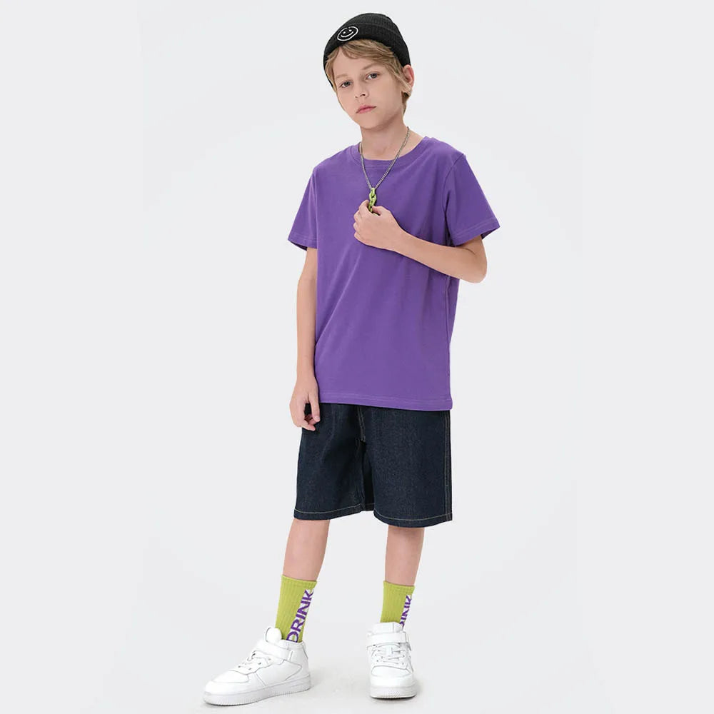 Klassische T-Shirts für Jungen und Mädchen, Baumwolle, Weiß/Schwarz, kurzärmelig, T-Shirt für Babys und Kleinkinder, Kinderkleidung, Kinder von 2 bis 14 Jahren