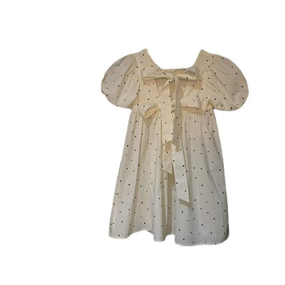 Mädchenkleid mit gepunkteten Puffärmeln und Schnürung, Prinzessinnenkleid, Sommerparty, Prinzessinnenkleid, Kinder, Baby, Kinder, Mädchen, Kleidung