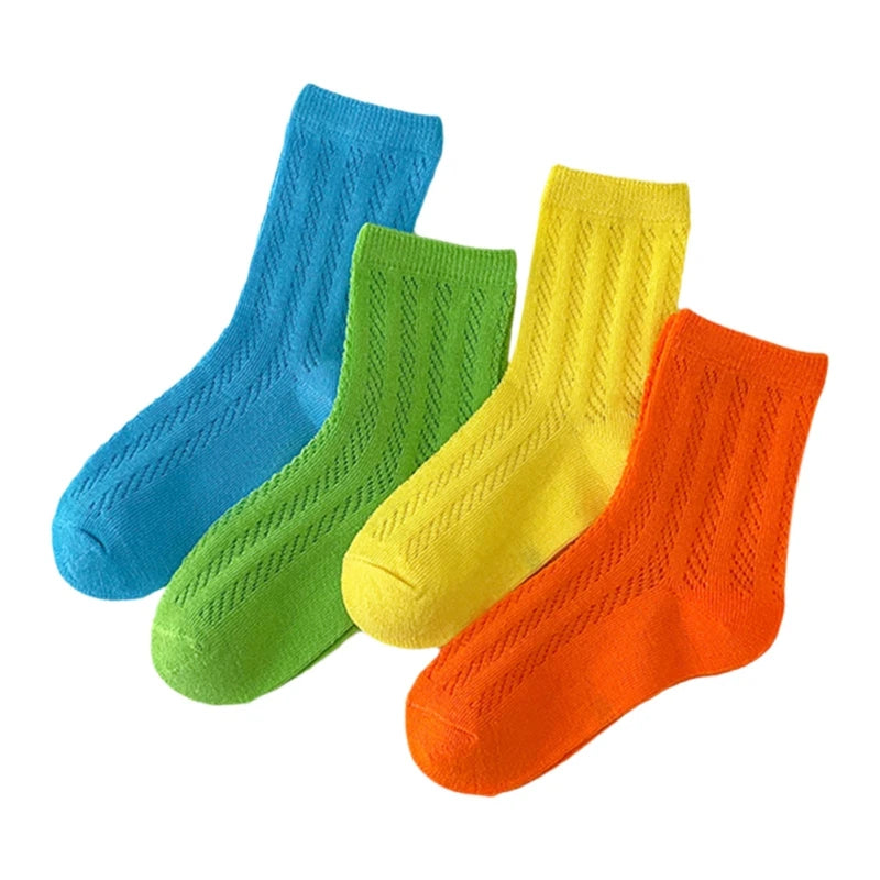 Neue Kindersocken aus weicher Baumwolle mit hoher Elastizität, Säuglings- und Kleinkindsocken, schöne helle Farbe, lässige Ausflugssocken, atmungsaktive Socken, 1–12 Jahre