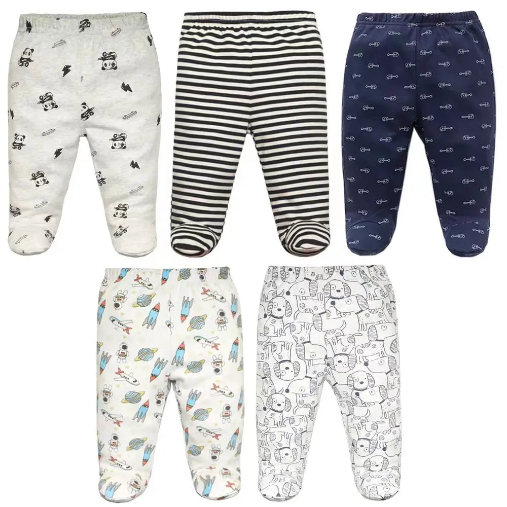 3/4/5 Teile/los Neugeborenen Baby Hosen Weiche Baumwolle Cartoon Jungen Hosen Frühling Herbst Footed Infant Baby Mädchen hosen Streifen Baby Hose