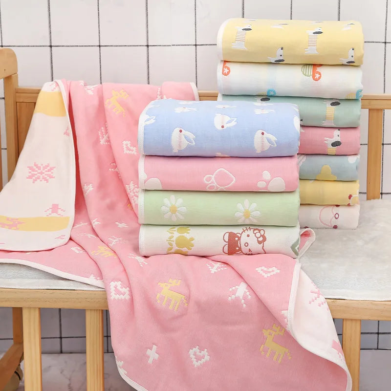 Baby Gauze Bath Towel Newborn Jacquard Six Layers Gauze Cover Blanket Summer Baby Kindergarten Towel Quilt