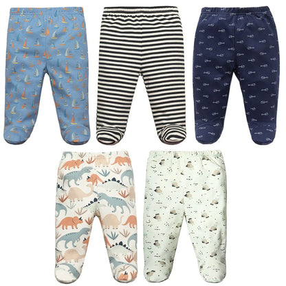 3/4/5 Teile/los Neugeborenen Baby Hosen Weiche Baumwolle Cartoon Jungen Hosen Frühling Herbst Footed Infant Baby Mädchen hosen Streifen Baby Hose