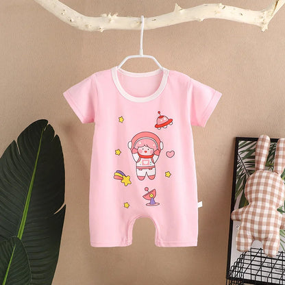 0-2 Years Infant Toddler Rompers Cotton Summer Baby Boys Thin Rompers Short Sleeve Newborn Cartoon Baby Girls Bodysuit