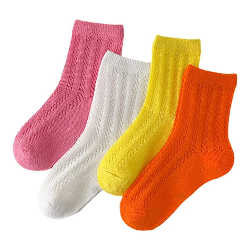 Neue Kindersocken aus weicher Baumwolle mit hoher Elastizität, Säuglings- und Kleinkindsocken, schöne helle Farbe, lässige Ausflugssocken, atmungsaktive Socken, 1–12 Jahre