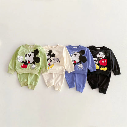 2 teil/satz Sweatshirt + Jogginghose Jungen Mädchen Disney Cartoon Mickey Kinder Trainingsanzug Frühling Herbst Kinder Kleidung Casual Outfits