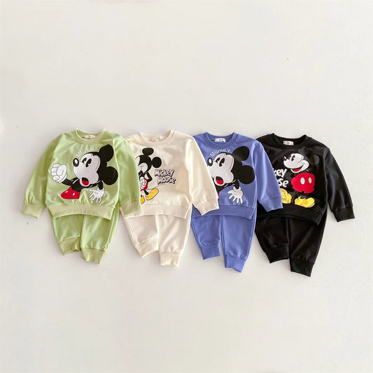 2 teil/satz Sweatshirt + Jogginghose Jungen Mädchen Disney Cartoon Mickey Kinder Trainingsanzug Frühling Herbst Kinder Kleidung Casual Outfits