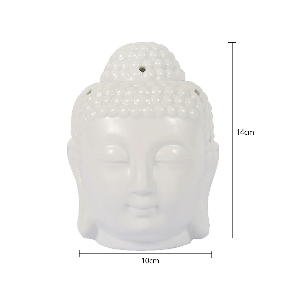 Buddha-Kopf-Brenner für ätherische Öle, Wachsschmelzbrenner, Aromatherapieofen, Keramik-Öldiffusor, Teelichthalter, Ornament