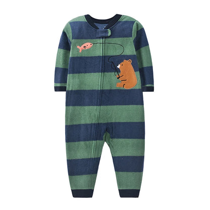 Winter Baby Clothes Pajamas Boy Girl Warm Infant Rompers Autumn Zipper Fleece Overall Animal Jumpsuit Clothing 9 12 18 24 months