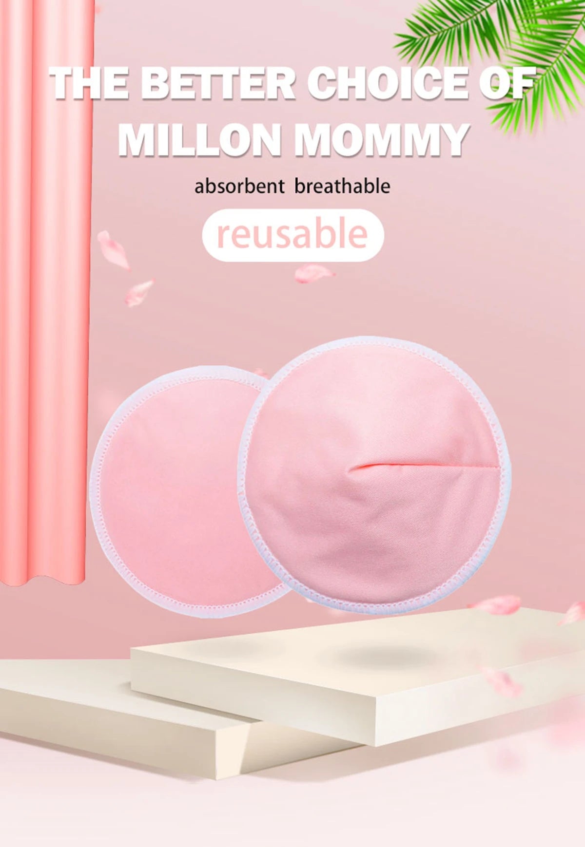 2 Pcs Organic Bamboo Viscose Nursing Breast Pads - Washable and Reusable Breastfeeding Pads