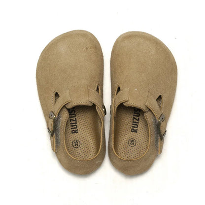 RUIZUSTOCK Fleece-Clogs für Kinder, elastische Baby-Plüsch-Hausschuhe für Jungen und Mädchen, Lauflernschuhe, warme Winter-Freizeitschuhe mit weicher Sohle