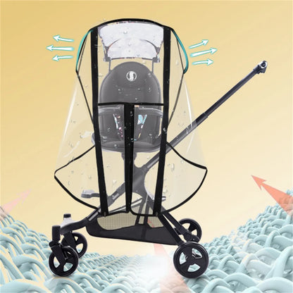 Universal Baby Stroller Rain Cover - Portable Single Pole Pushcart Shield