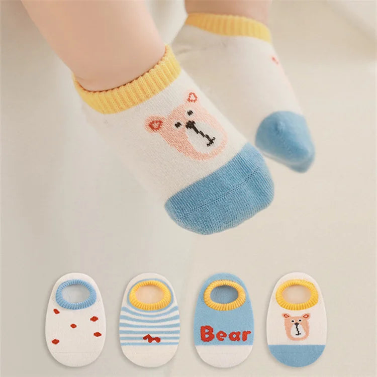 Lawadka Newborn Baby Boat Floor Socks For Girls Boys Summer Infant Girl Boy Toddler Anti-slip 0-4Y Children's Socks 4Pairs/set