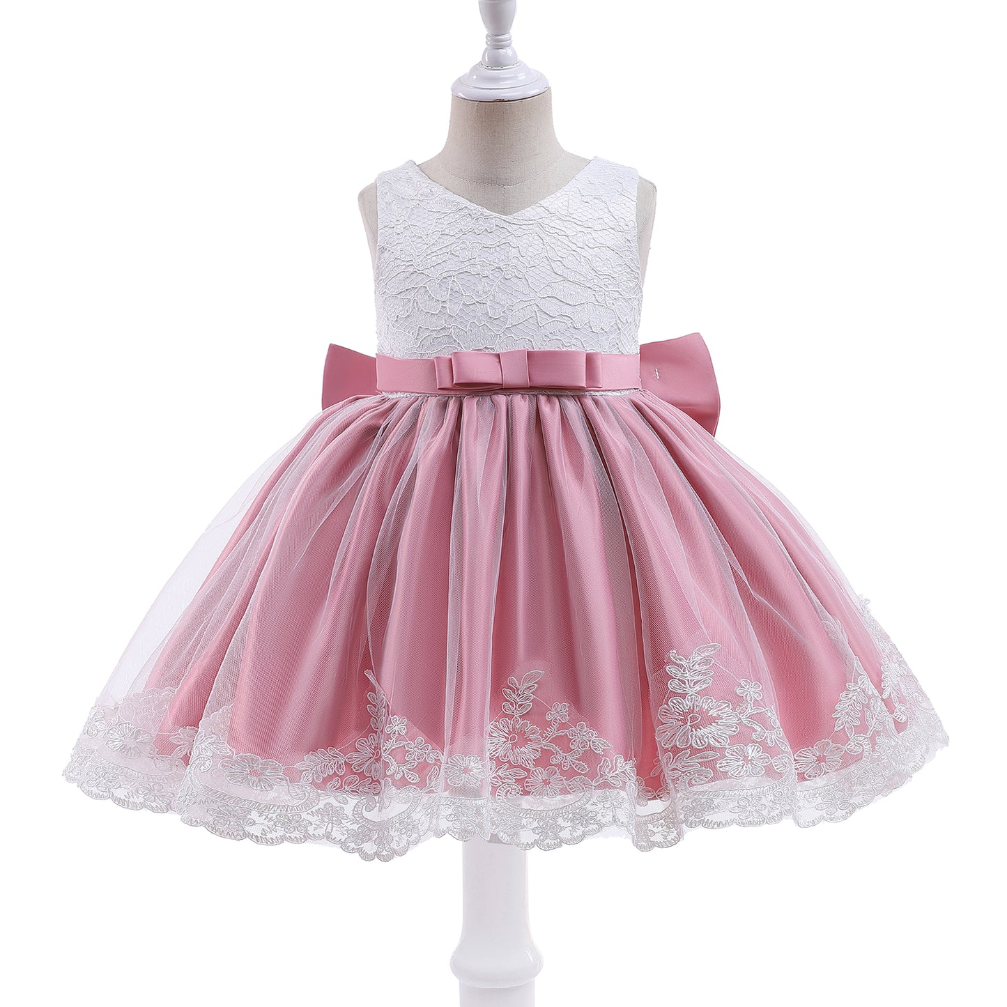 Girls Formal Wedding Party Dress for 1-5Y Infant Birthday Christening Lace Elegant Gown Christams Flower Dresses for Baby Girl