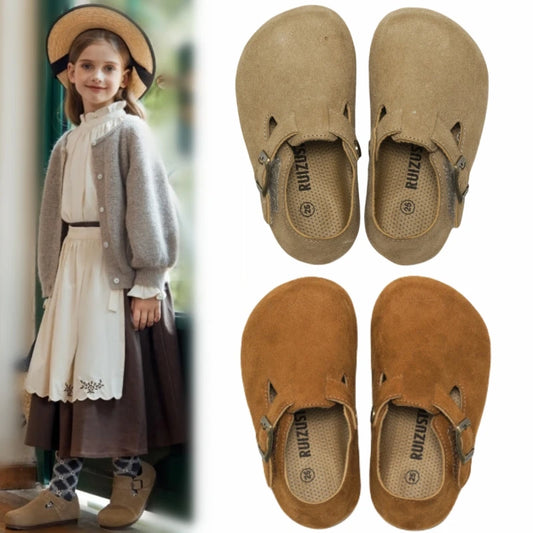 RUIZUSTOCK Fleece-Clogs für Kinder, elastische Baby-Plüsch-Hausschuhe für Jungen und Mädchen, Lauflernschuhe, warme Winter-Freizeitschuhe mit weicher Sohle