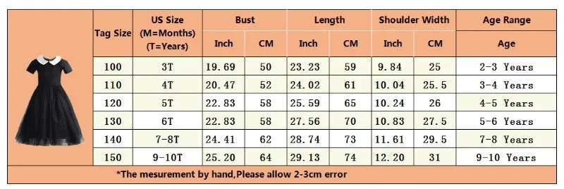 Wednesday Addam Dress for Girls 3-10 Yrs Halloween Party Black Gothic Cosplay Costume Summer Kids Clothes Daily Casual Outfits