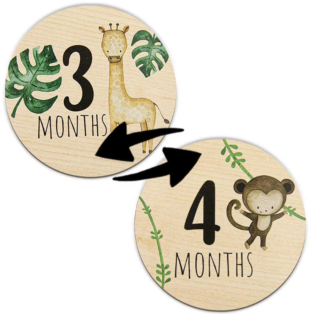 7PCS Newborn Photography Props Wooden Monthly Milestone Cards Baby Shower Gifts for Boys and Girls Photography Accessories