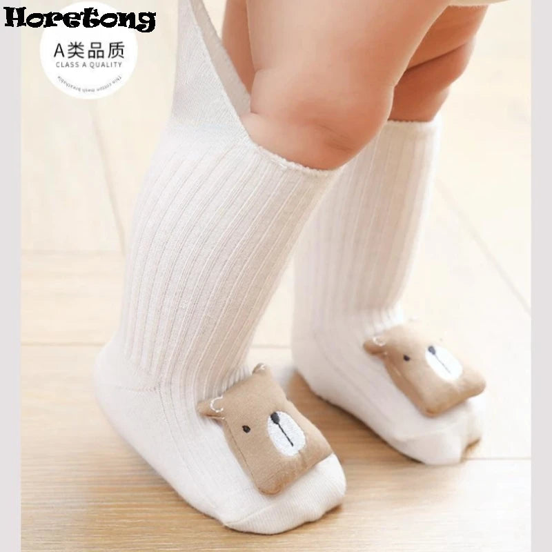 Cute Cartoon Bear Baby Socks For Boys Girls Spring Autumn Soft Cotton Anti Slip Soled Newborn Toddler Sock Kids Warm Socken