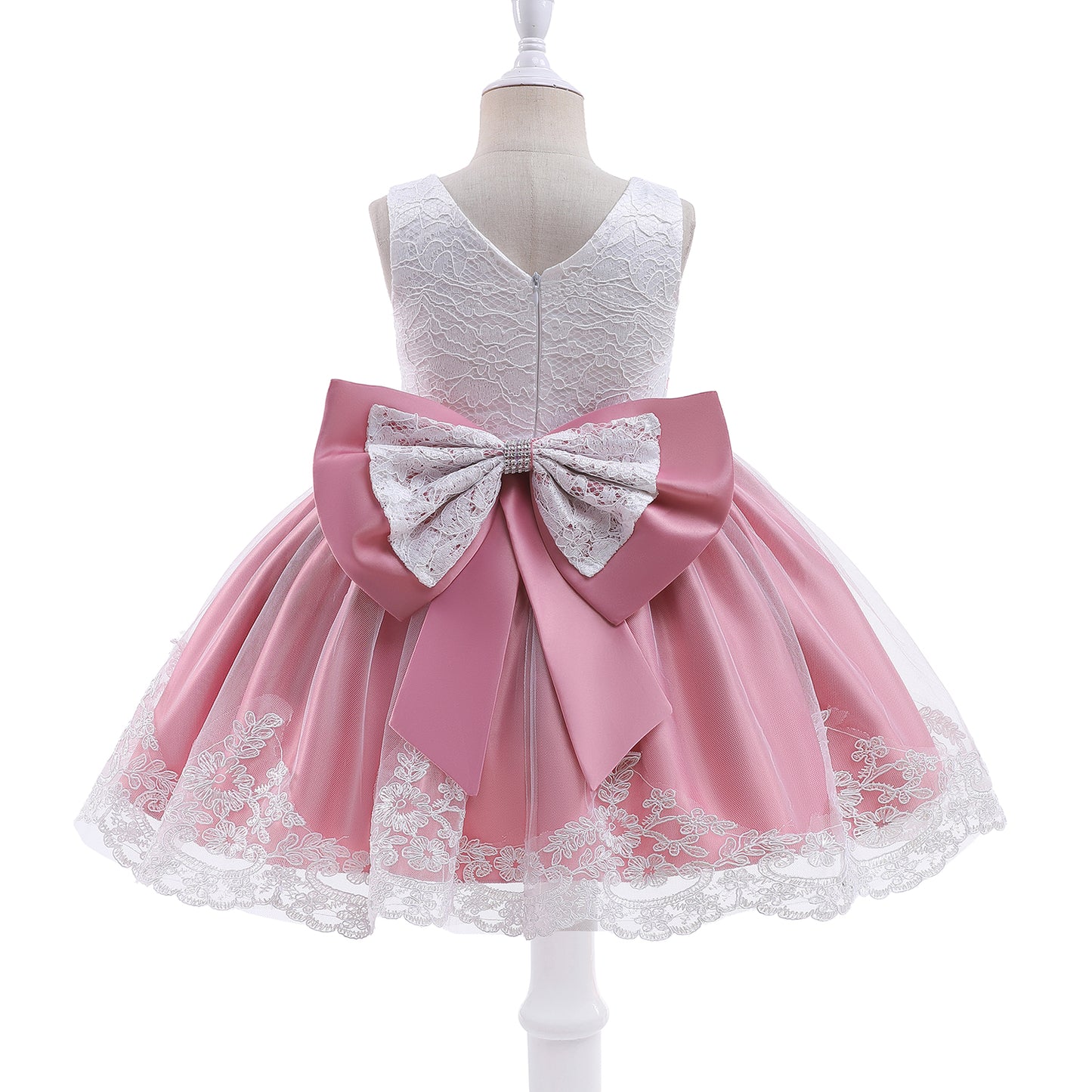 Girls Formal Wedding Party Dress for 1-5Y Infant Birthday Christening Lace Elegant Gown Christams Flower Dresses for Baby Girl