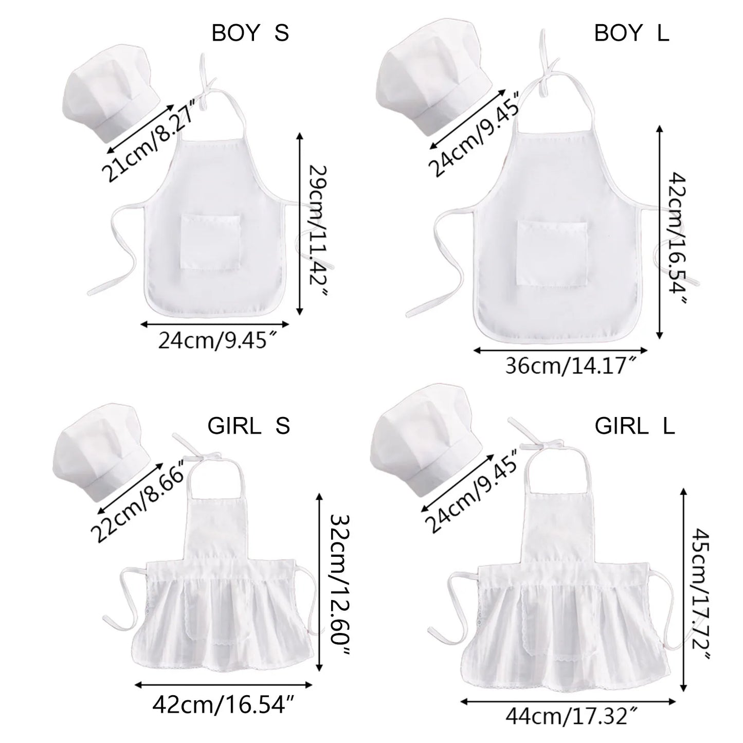 2Pcs Cute Baby Chef Apron and Hat Set - Infant Kid White Cook Costume Photography Prop