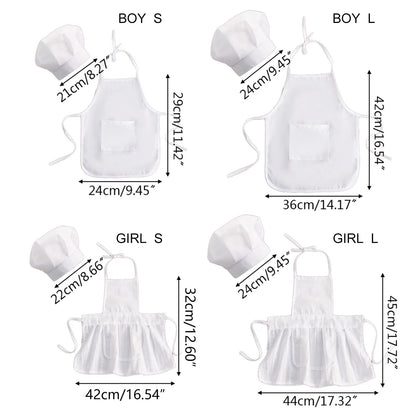 2Pcs Cute Baby Chef Apron and Hat Set - Infant Kid White Cook Costume Photography Prop