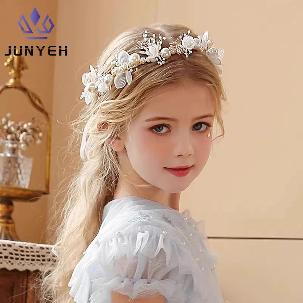 Kinder Girlande Stirnband Perle Krone Mädchen Prinzessin Koreanische Kopfschmuck Leistung Blumenmädchen Hochzeit Zubehör für Kinder