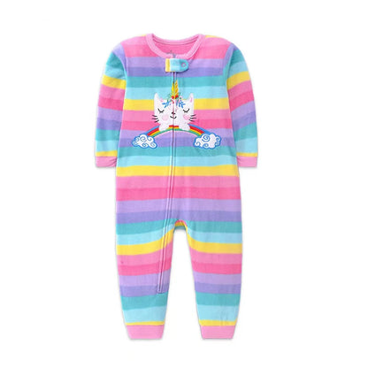 Winter Baby Clothes Pajamas Boy Girl Warm Infant Rompers Autumn Zipper Fleece Overall Animal Jumpsuit Clothing 9 12 18 24 months