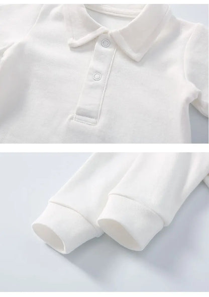 Newborn Baby Clothing Boys Polo Shirt Long Sleeve 100%Cotton Bodysuit 0-24 Months Spring&Autumn Solid Color Toddlers Baby Romper