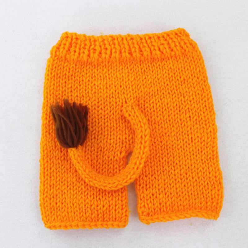 2 teile/satz Neugeborenen Fotografie Requisiten Baby Kostüm Set Lion Tier Häkeln Stricken Handgemachte Hosen Hut Baby Lion Anzug Fotografia