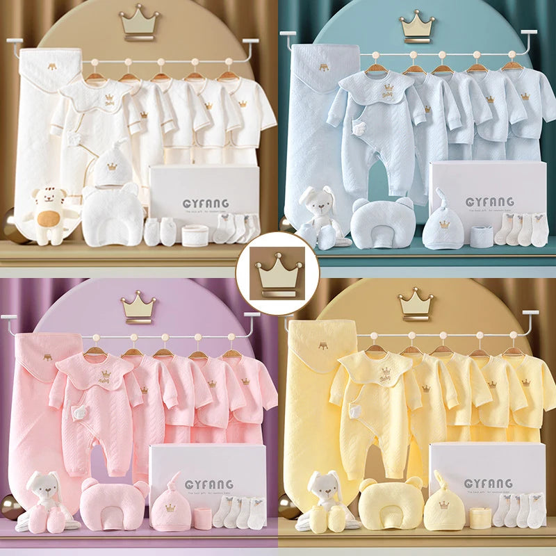 0-3 Months Newborn Clothing Set - 100% Cotton Unisex Infant Clothes (15/17/18/20 Pieces)