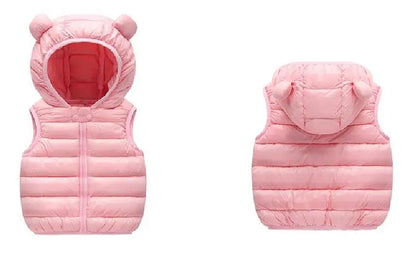 Neue Baby Jungen Mädchen Warme Daunenweste Herbst Winter Baumwolle Weste Mit Ohren Kinder Oberbekleidung Kinder Kleidung Mit Kapuze Jacke Westen