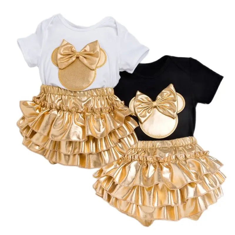 Neugeborenen Baby Mädchen Kleidung Sets 2023 Sommer Kurzarm Bowtie Romper + Shorts Kleid + Stirnband Infant baby mädchen kleidung outfit