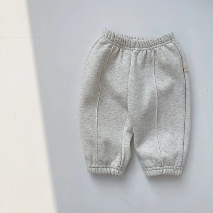 2024 Winter Neue Baby Warme Hosen Solide Infant Casual Hosen Plus Samt Dicken Kleinkind Jungen Mädchen Hosen Fleece Kinder Harem hosen