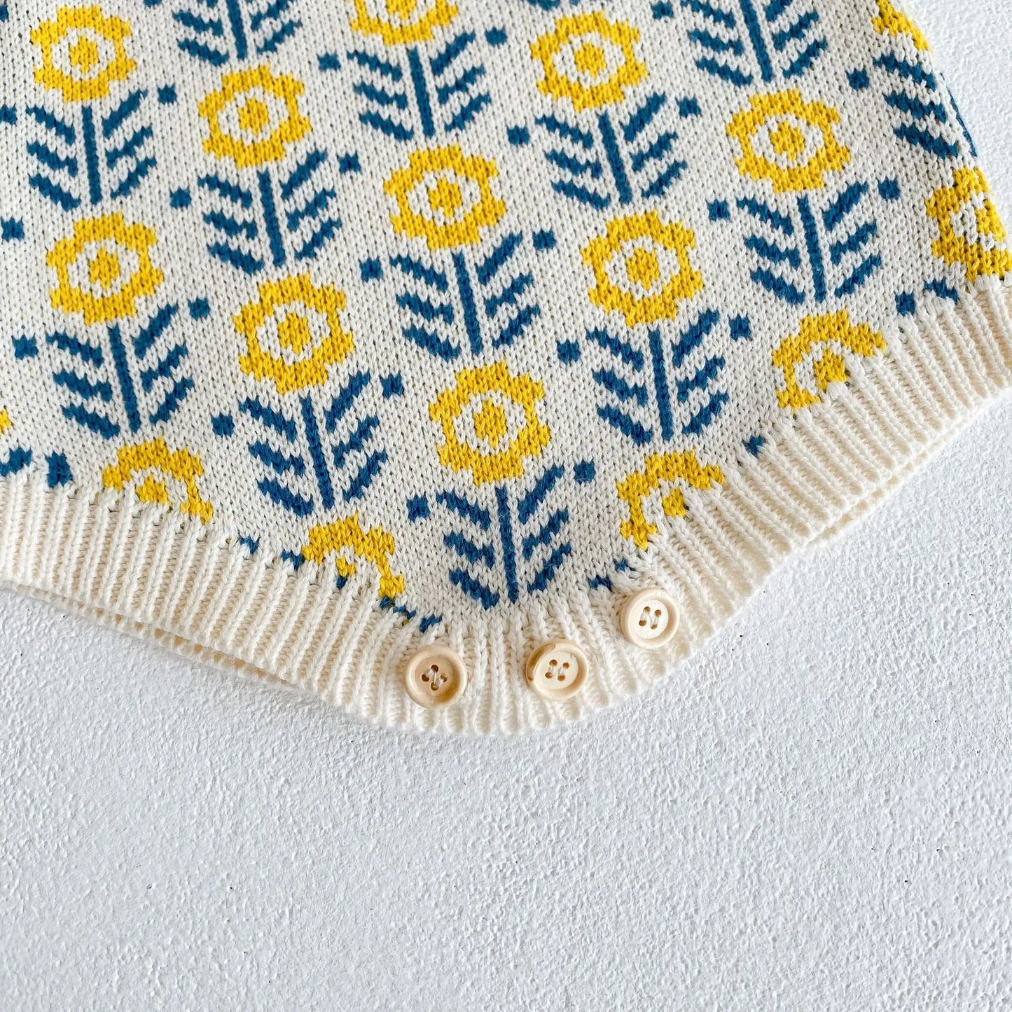 Frühling Babyanzug Kleidung, Baby Pullover mit Blumen, Mädchen Strickjacke + Overall Krabbelanzug Dreieck Hoodie Zweiteiler Set