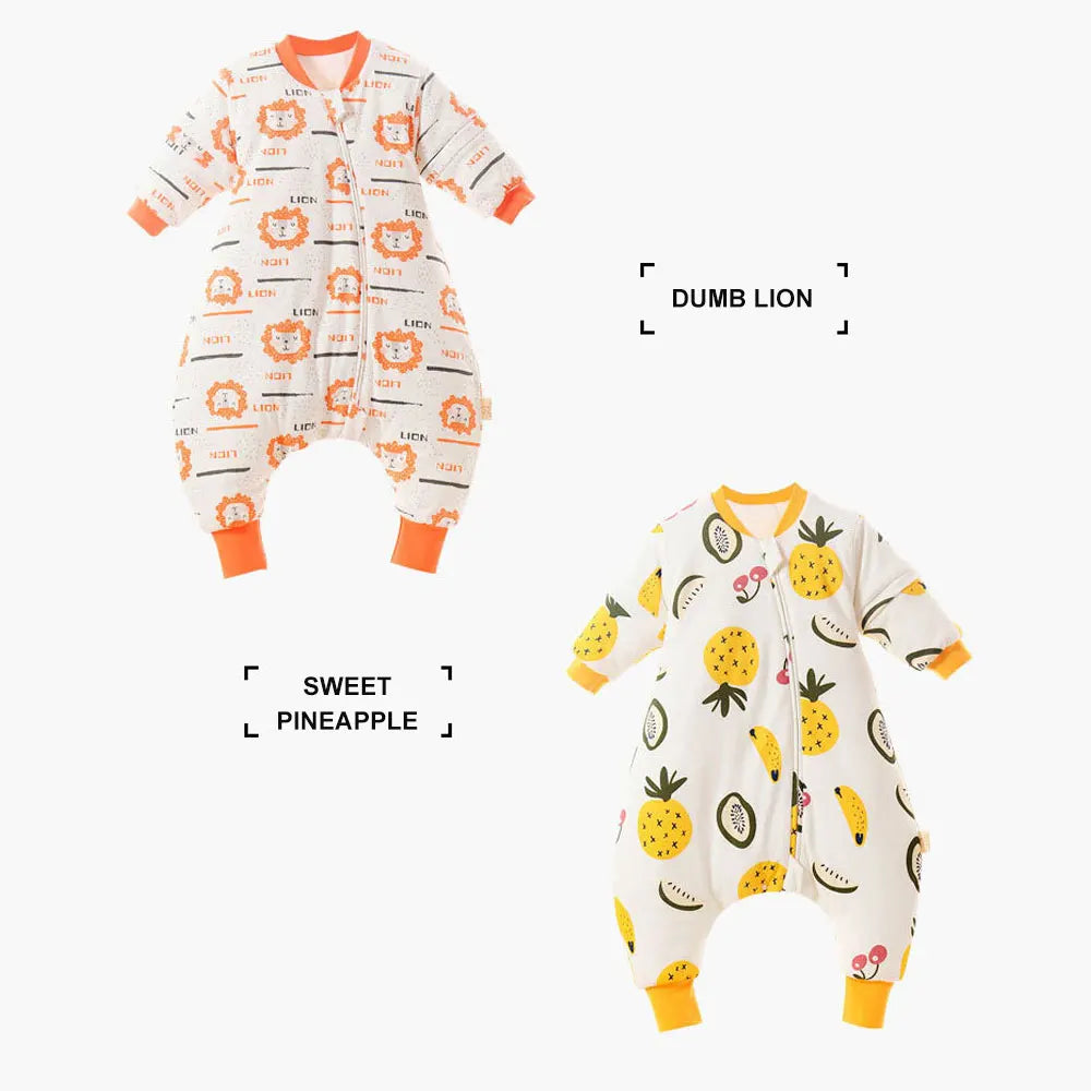 Baby Cartoon Split-legged Sleepsacks With Detachable Sleeves For Boys Girls Children's Sleeping Bag Autumn And Winter Thickened