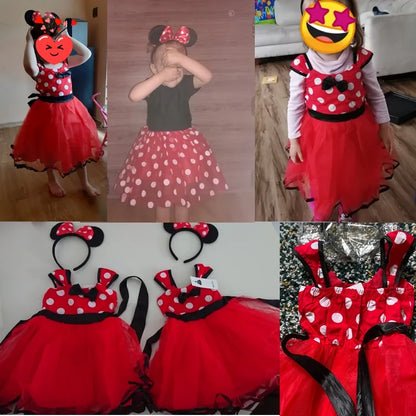 Mini Maus Baby Mädchen Kleider 2-6 Jahre Cosplay Prinzessin Kostüm für Mädchen Kinder Geburtstag Weihnachtsfeier Polka-Dot Kleider Kleidung