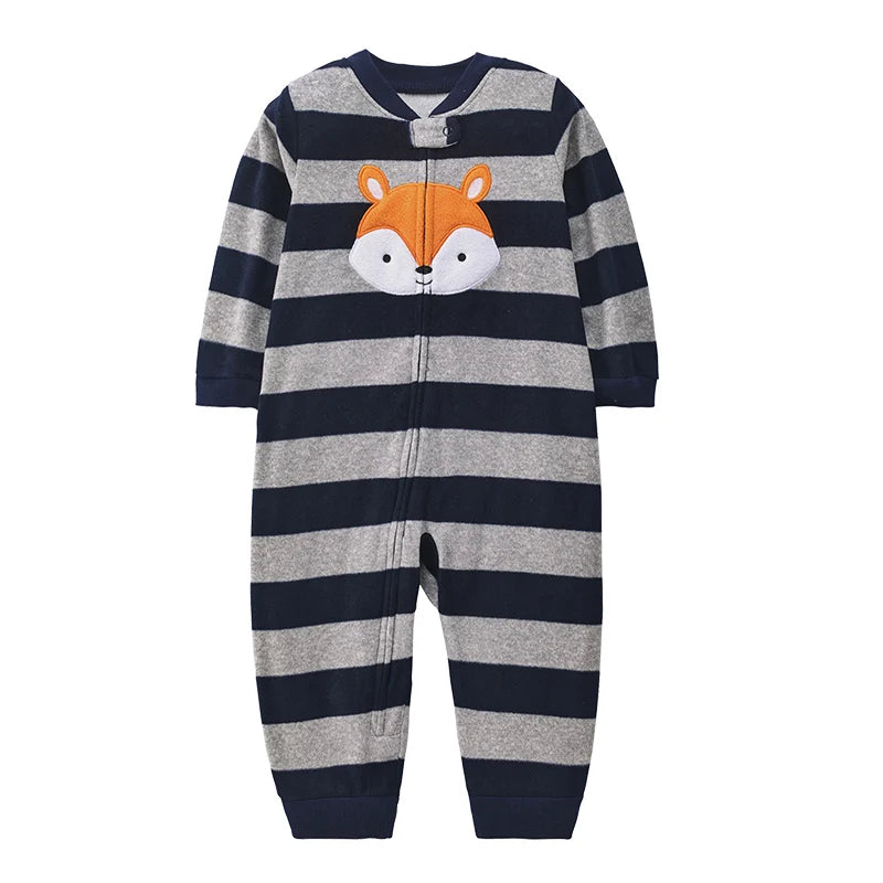 Winter Baby Clothes Pajamas Boy Girl Warm Infant Rompers Autumn Zipper Fleece Overall Animal Jumpsuit Clothing 9 12 18 24 months