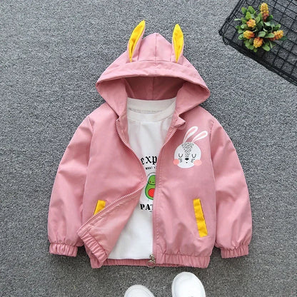 1 2 3 4 5 6 jahre Baby Mädchen Jacke Niedlichen Cartoon Tiere Frühling Herbst Junge Windjacke Mantel Mit Kapuze Zipper Oberbekleidung kinder Kleidung