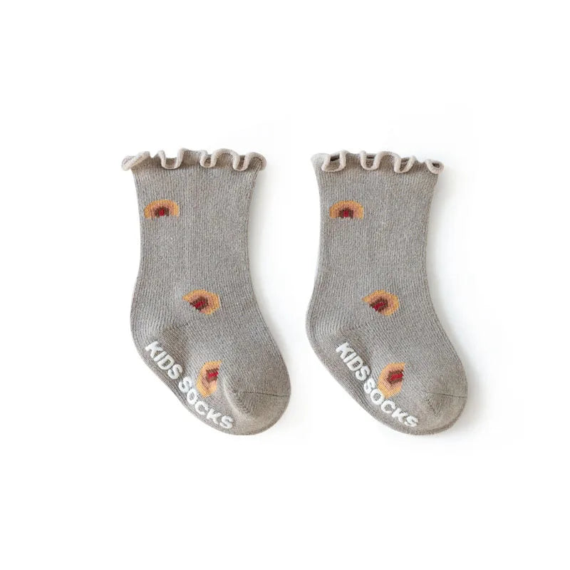 3 Paar rutschfeste Baby-Laufsocken mit Blumenmuster für Kinder, Kleinkinder, 0–5 Jahre, elastische kurze Schlauchsocken für alle Jahreszeiten