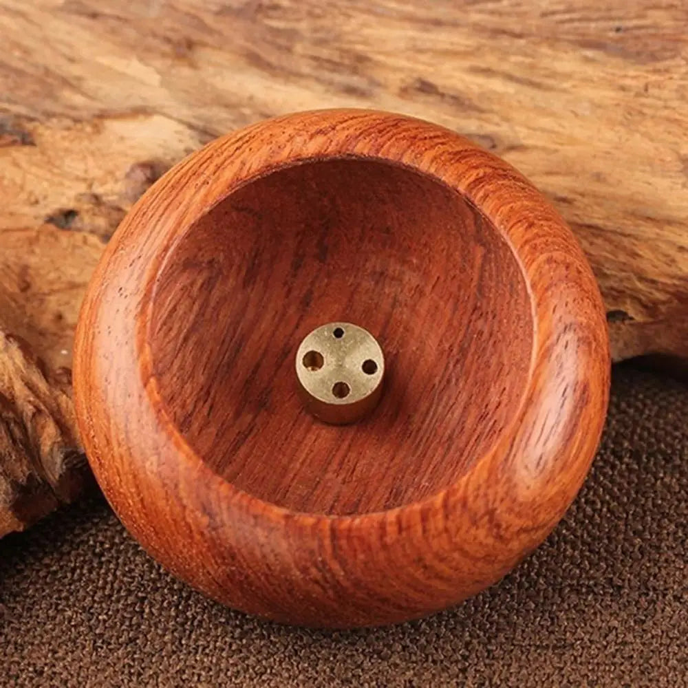 4 Holes Rosewood Incense Burner Stick Holder Bowl Shape Censer Home Decoration