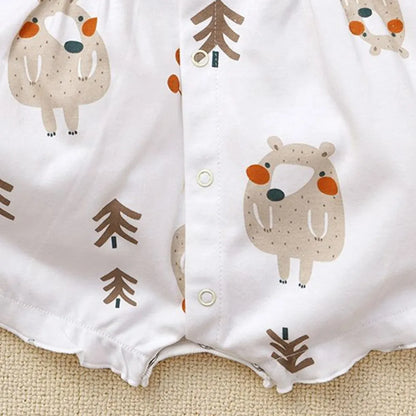 3-18M Sommerkleidung für Baby Mädchen Kurzarm Kleinkinder süße Baumwollspielanzug Baby Jungen Kleidung Druck Boutique Kleidung Onesie