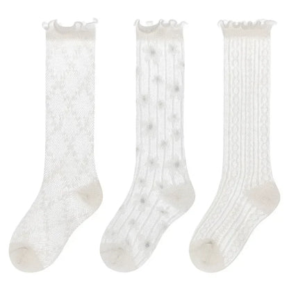 Koreanische Baby Kinder Mädchen Niedliche Socken Kinder Weiße Farbe Mesh Atmungsaktive Schuluniform Strümpfe Prinzessin Kniehohe Lange Socken